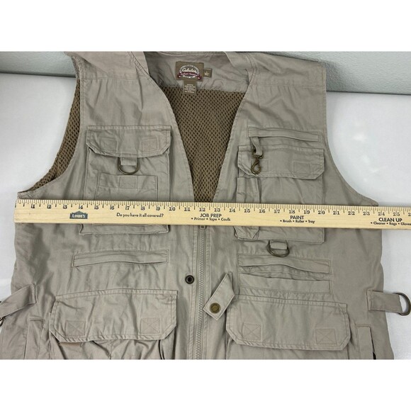 Cabela's Safari Vest Men L Khaki Cargo Pockets Vented Fishing Hunting Gorpcore - Picture 9 of 10